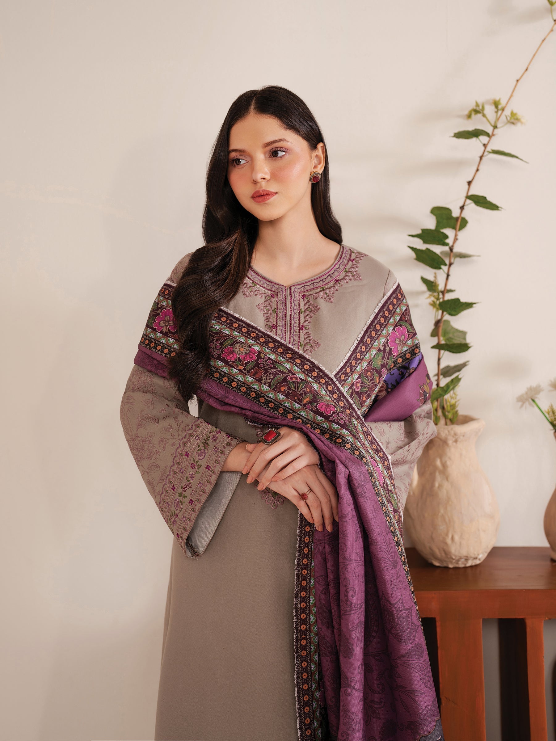 SUMMER-3PC LAWN EMBROIDERED SHIRT WITH MONARK PRINT DUPATTA AND TROUSER-3538