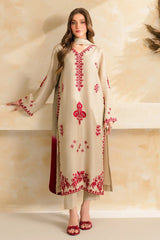 WINTER-3PC DHANAK EMBROIDERED SHIRT WITH CHIFFON TYE&DYE DUPATTA SHAWL AND TROUSER-5222