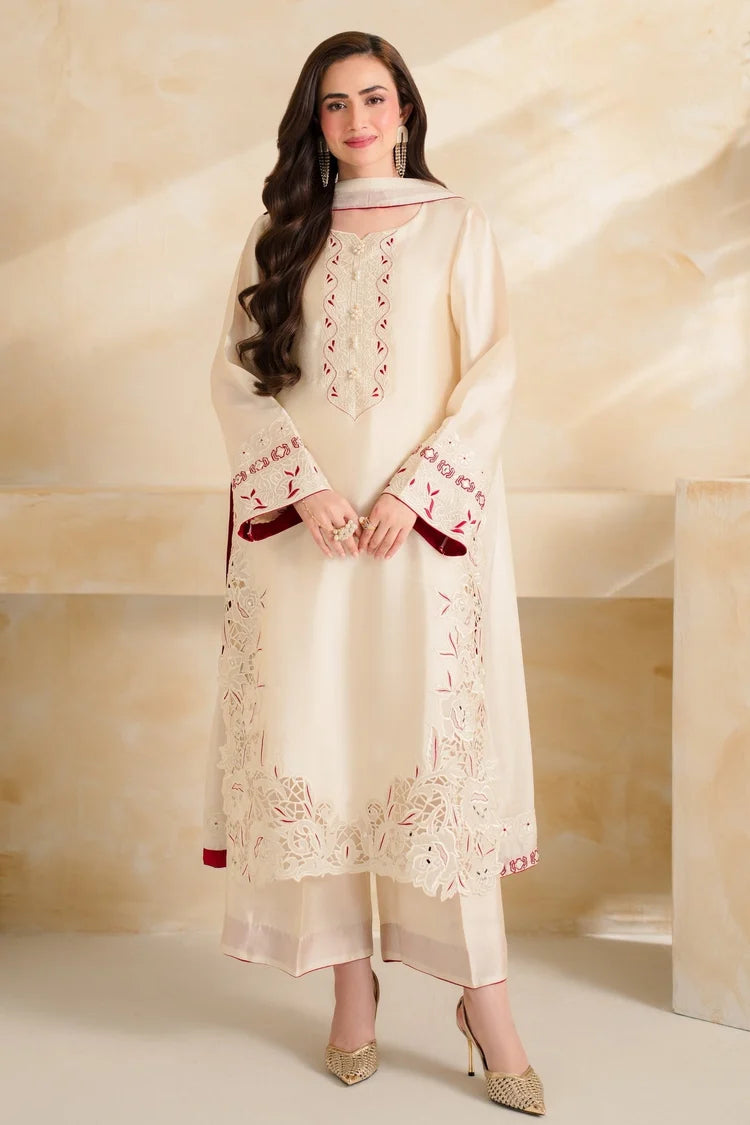 WINTER-3 PIECE DHANAK EMBROIDERED SHIRT WITH DHANAK EMBROIDERED SHAWL AND TROUSER-5232