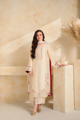 WINTER-3 PIECE DHANAK EMBROIDERED SHIRT WITH DHANAK EMBROIDERED SHAWL AND TROUSER-5232