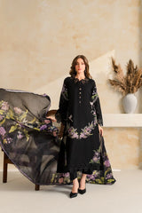 WINTER-3PC DHANAK EMBROIDERED SHIRT WITH COUTRAI PRINTED SHAWL TYE&DYE DUPATTA SHAWL AND TROUSER-5223