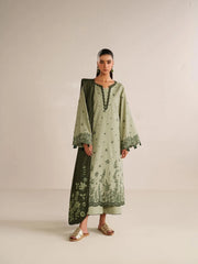 WINTER-3PC DHANAK EMBROIDERED SHIRT DHANAK EMBROIDERED SHAWL AND TROUSER-5184