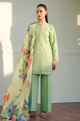 SUMMER- 3PC LAWN EMBROIDERED SHIRT WITH MONARK PRINTED DUPATTA AND TROUSER-3753