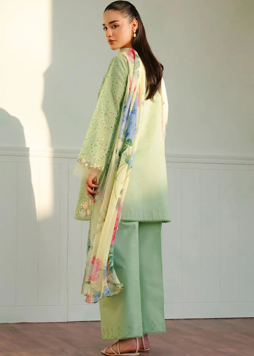 SUMMER- 3PC LAWN EMBROIDERED SHIRT WITH MONARK PRINTED DUPATTA AND TROUSER-3753