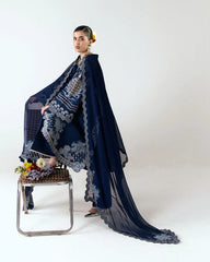 WINTER-3PC DHANAK EMBROIDERED SHIRT WITH DHANAK EMBROIDERED DUPATTA AND TROUSER-5245