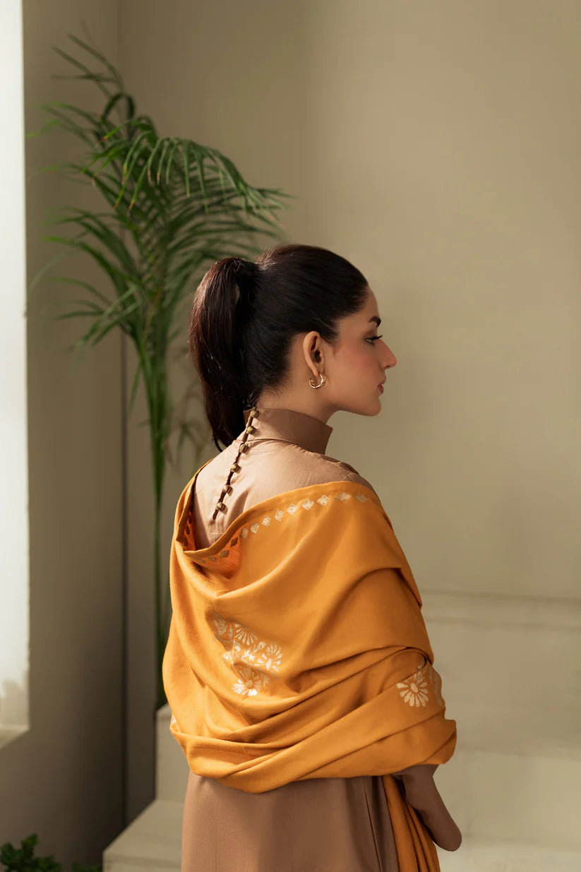WINTER-3PC DHANAK SHIRT WITH WOOL PRINTED SHAWL AND TROUSER-3414