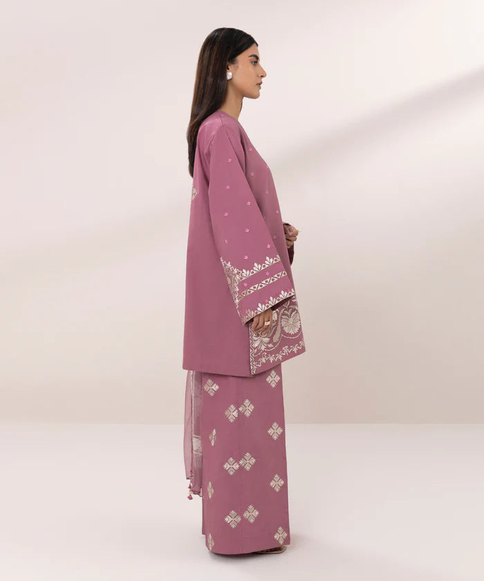 SUMMER- 3PC LAWN EMBROIDERED SHIRT MONARK PRINT DUPATTA & EMB TROUSER-3620