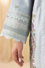 WINTER-3PC DHANAK EMBROIDERED SHIRT WITH CHIFFON EMB DUPATTA & TROUSER-2364