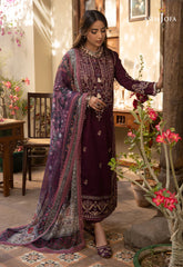 WINTER-3PC DHANAK EMBROIDRED SHIRT WITH COURTRAI PRINTED SHAWL AND TROUSER-4252