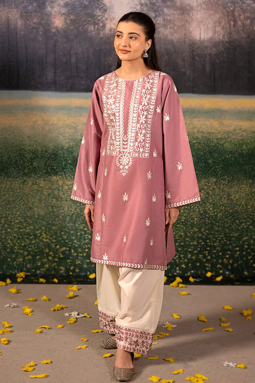 WINTER-3PC DHANAK EMBROIDERED SHIRT WITH COUTRAI WOOL PRINTED SHAWL AND EMB TROUSER-4086