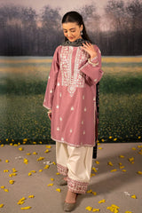 WINTER-3PC DHANAK EMBROIDERED SHIRT WITH COUTRAI WOOL PRINTED SHAWL AND EMB TROUSER-4086