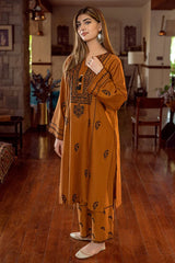WINTER-2PC DHANAK EMBROIDERED SHIRT WITH EMBROIDERED TROUSER-15028