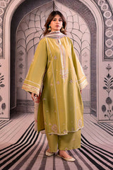 SUMMER- 3PC LAWN EMBROIDERED SHIRT WITH MONARK PRINTED DUPATTA AND EMB TROUSER-3788