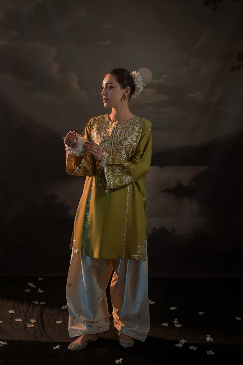 SUMMER-2PC SEQUIN LAWN EMBROIDERED SHIRT WITH SEQUIN LAWN EMBROIDERED TROUSER-3481