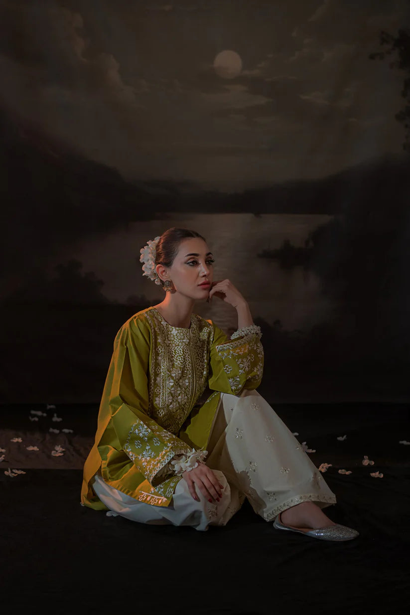 SUMMER-2PC SEQUIN LAWN EMBROIDERED SHIRT WITH SEQUIN LAWN EMBROIDERED TROUSER-3481