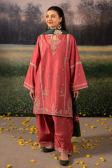 WINTER-3PC DHANAK EMBROIDERED SHIRT WITH COURTRAI PRINTED SHAWL AND EMB TROUSER-4203