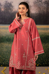 WINTER-3PC DHANAK EMBROIDERED SHIRT WITH COURTRAI PRINTED SHAWL AND EMB TROUSER-4203