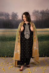 WINTER-3PC DHANAK EMBROIDERED SHIRT WITH COUTRAI PRINTED SHAWL & DHANAK EMB TOUSER-4154