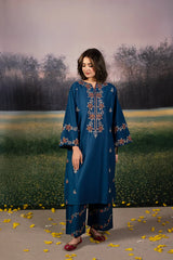 SUMMER-2PC LAWN EMBROIDRED SHIRT WITH LAWN EMBROIDRED TROUSER-3483