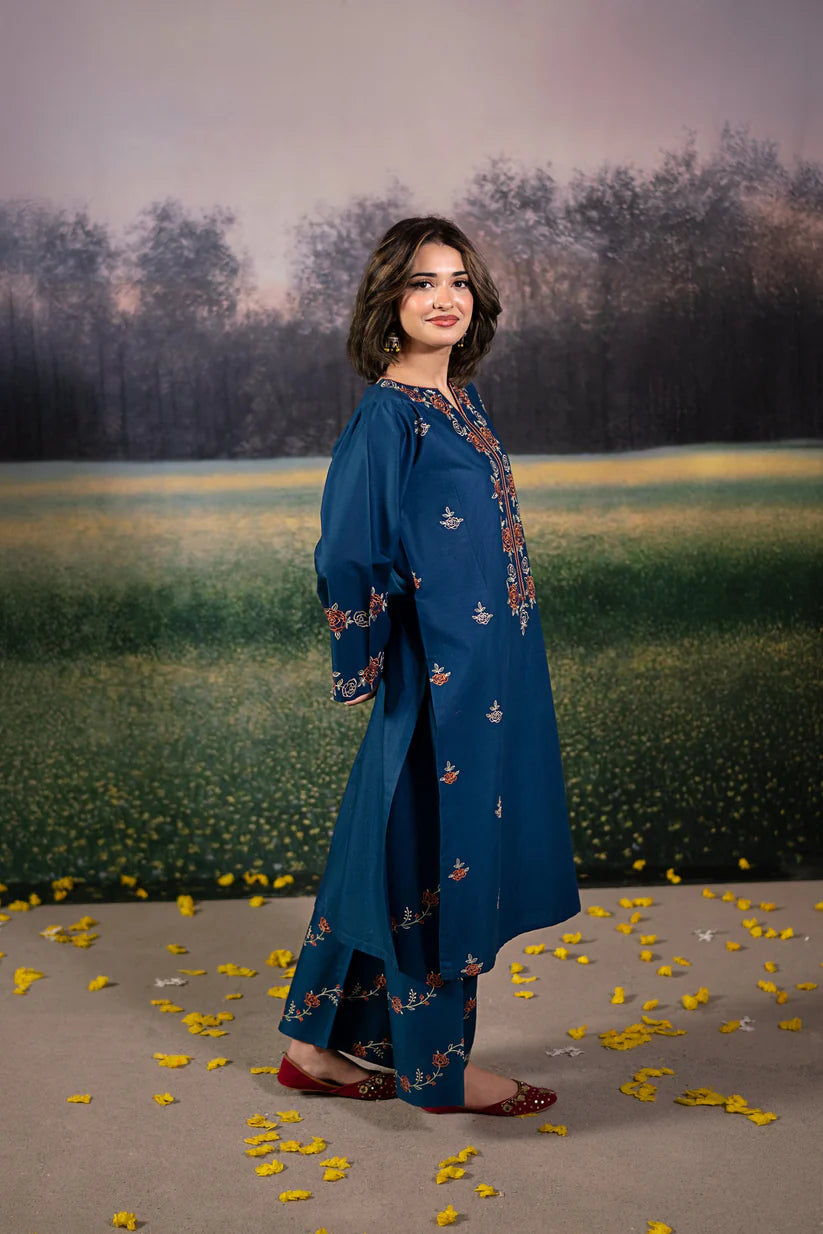 SUMMER-2PC LAWN EMBROIDRED SHIRT WITH LAWN EMBROIDRED TROUSER-3483