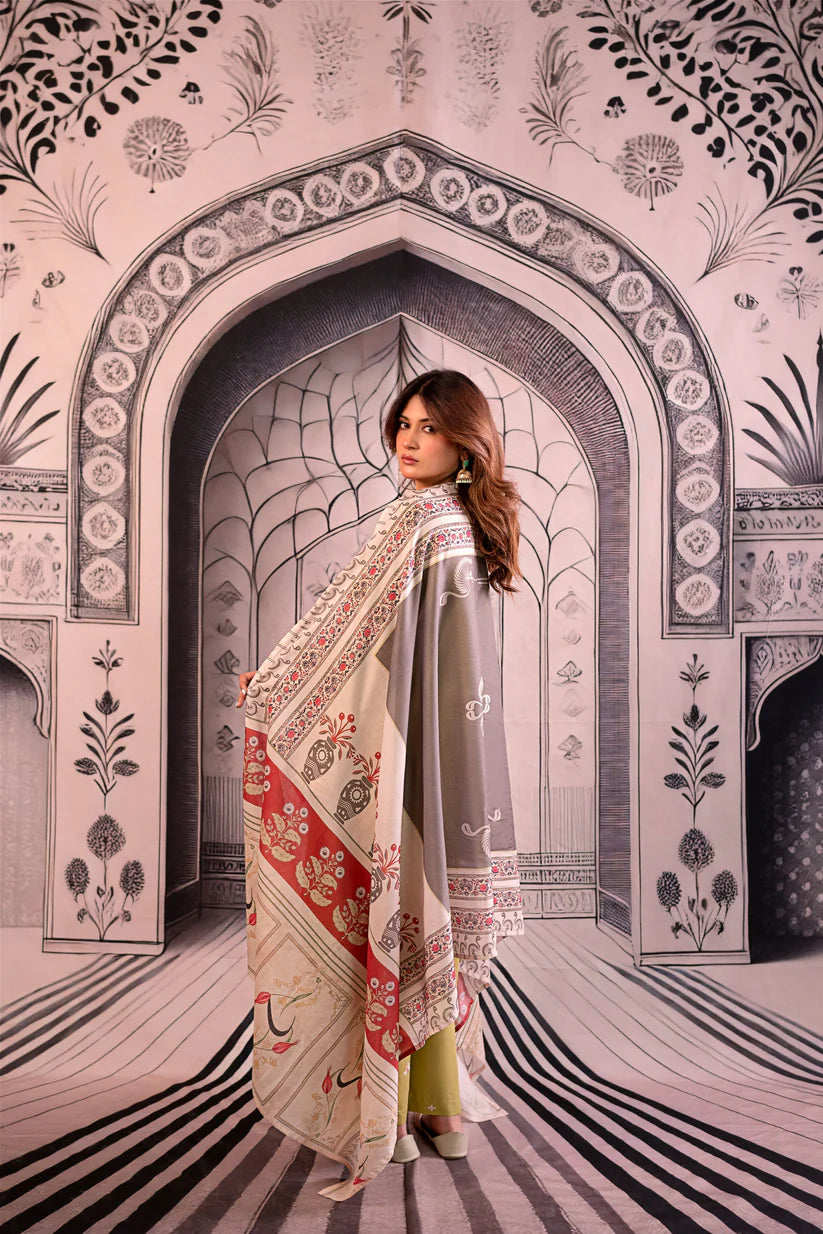 SUMMER- 3PC LAWN EMBROIDERED SHIRT WITH MONARK PRINTED DUPATTA AND EMB TROUSER-3788