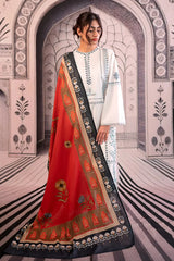 SUMMER-3PC LAWN EMBROIDERED SHIRT WITH MONARK PRINTED DUPATTA AND EMB TROUSER-3758