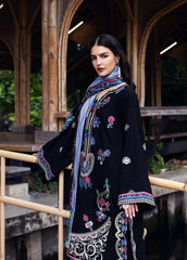 WINTER-3PC DHANAK EMBROIDERED SHIRT WITH COURTRAI WOOL PRINT SHAWL AND TROUSER-4415