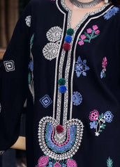 WINTER-3PC DHANAK EMBROIDERED SHIRT WITH COURTRAI WOOL PRINT SHAWL AND TROUSER-4415