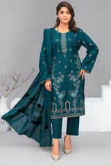 WINTER-3PC Dhanak Embroidered Shirt with Velvet Dhanak Shawl and Trouser-Z
