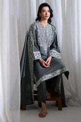 WINTER-3PC DHANAK EMBROIDERED SHIRT WITH DHANAK EMBROIDERED SHAWL AND TROUSER-5289 (Copy)