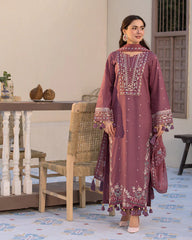 SUMMER-3PC LAWN SEQUENCE EMBROIDERED SHIRT WITH CHIFFON EMBROIDERED DUPATTA AND TROUSER-4619