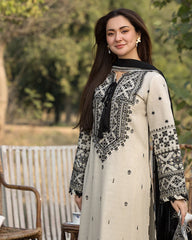 SUMMER-3PC LAWN EMBROIDERED SHIRT WITH CHIFFON EMBROIDERED DUPATTA AND EMB TROUSER-4600