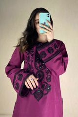 WINTER-3PC DHANAK EMBROIDERED SHIRT WITH CHIFFON DUPATTA AND EMB TROUSER -4168