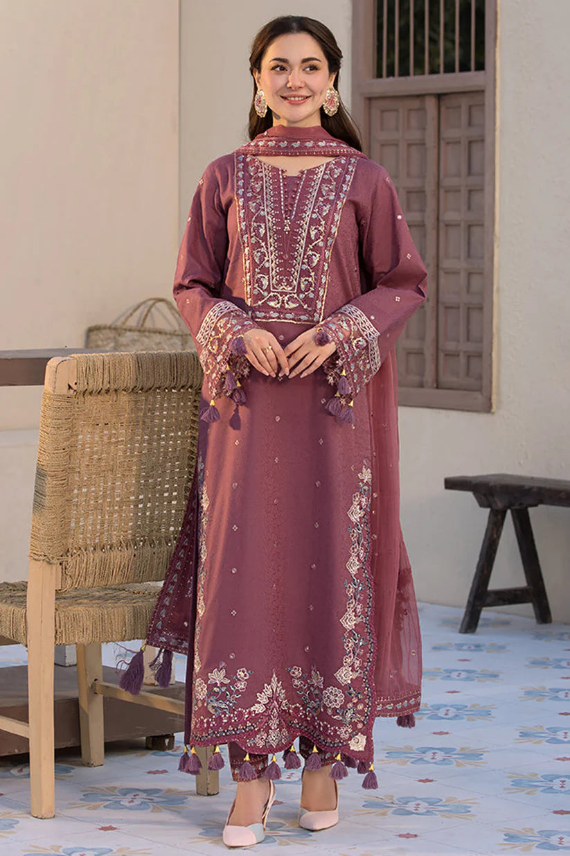 SUMMER-3PC LAWN SEQUENCE EMBROIDERED SHIRT WITH CHIFFON EMBROIDERED DUPATTA AND TROUSER-4619