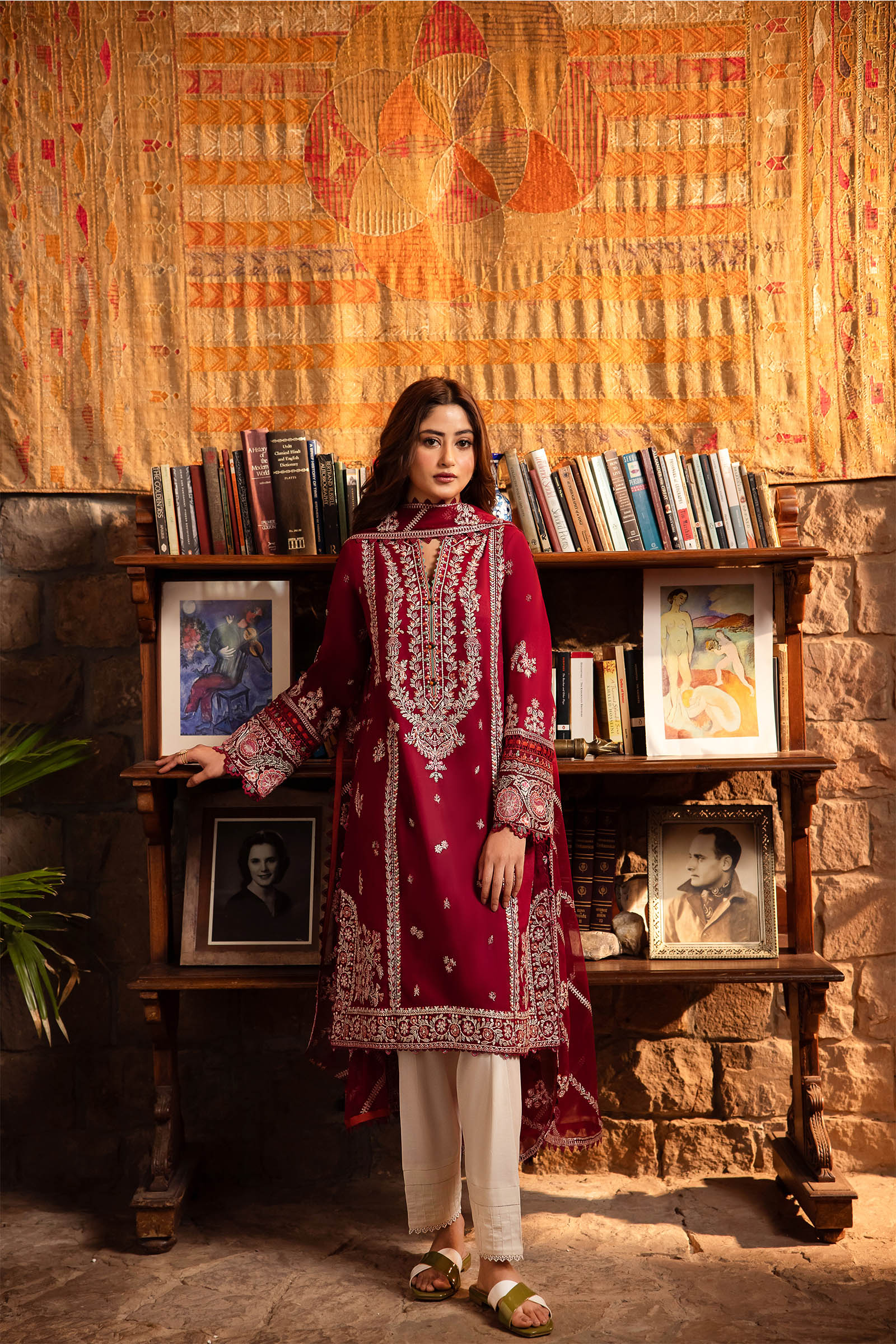 Winter- 3PC DHANAK EMBROIDERED SHIRT WITH BAMBER CHIFFON EMBROIDRED DUPATTA-4067