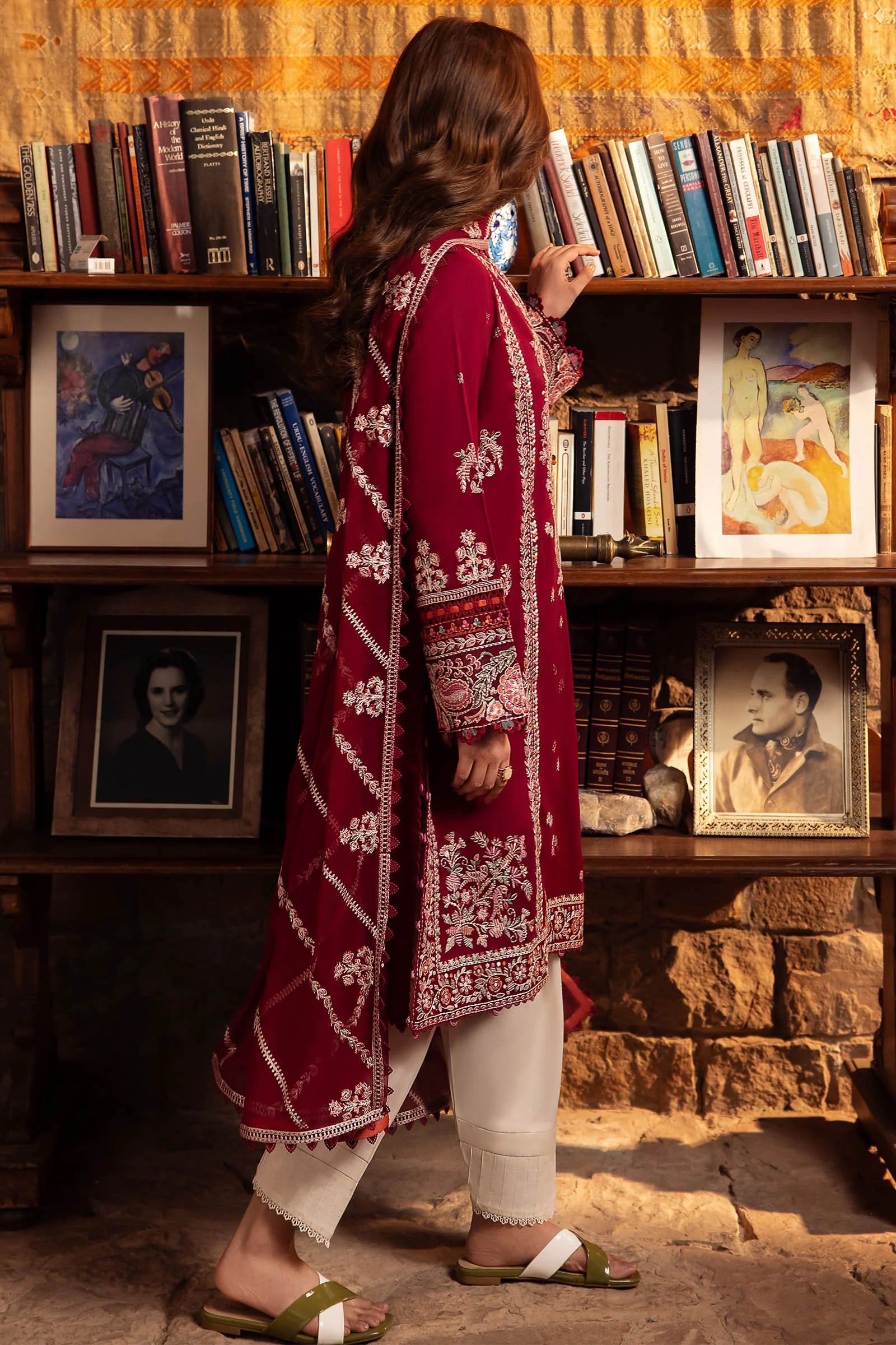Winter- 3PC DHANAK EMBROIDERED SHIRT WITH BAMBER CHIFFON EMBROIDRED DUPATTA-4067