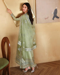 WINTER-3PC-RAW SILK HAND EMB EMBELLISHED SHIRT WITH SOFT SILK EMB DUPATTA AND RAW SILK TROUSER-5152