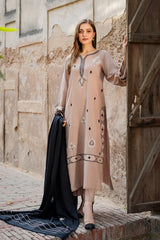 WINTER-3PC DHANAK EMBROIDERED SHIRT WITH DHANAK EMBROIDERED SHAWL AND TROUSER-4421