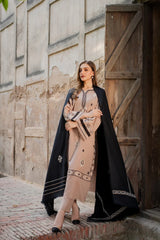 WINTER-3PC DHANAK EMBROIDERED SHIRT WITH DHANAK EMBROIDERED SHAWL AND TROUSER-4421