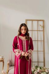 WINTER-3PC DHANAK EMBROIDERED SHIRT WITH DHANAK SHAWL AND TROUSER-4290