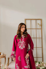 WINTER-3PC DHANAK EMBROIDERED SHIRT WITH DHANAK SHAWL AND TROUSER-4296