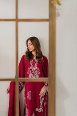 WINTER-3PC DHANAK EMBROIDERED SHIRT WITH DHANAK SHAWL AND TROUSER-4296