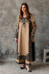 WINTER-3PC DHANAK EMBROIDERED SHIRT WITH CHIFFON TYE&DYE DUPATTA AND TROUSER-5287