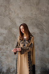 WINTER-3PC DHANAK EMBROIDERED SHIRT WITH CHIFFON TYE&DYE DUPATTA AND TROUSER-5287