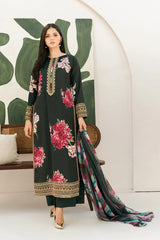 WINTER-3PC-SHAMOZE SILK PRINTED EMB SHIRT WITH SILK PRINTED DUPATTA AND SILK TROUSER-9013