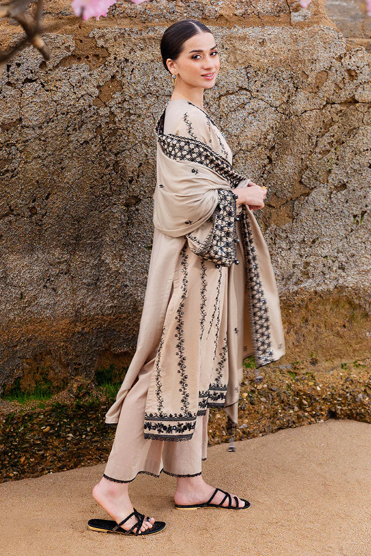 WINTER-3PC DHANAK EMBROIDERED SHIRT WITH DHANAK EMBROIDERED SHAWL AND TROUSER-4337