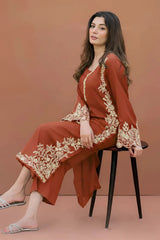 SUMMER-2PC LAWN EMBROIDERED SHIRT WITH LAWN TROUSER-1035