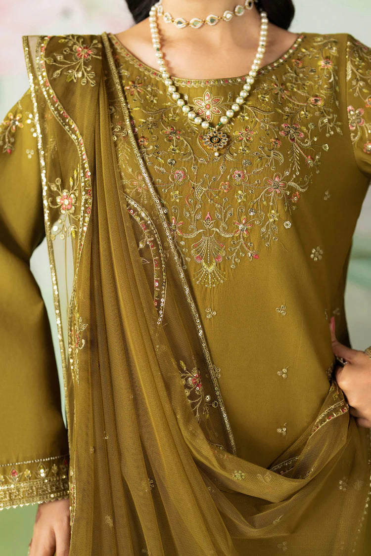 WINTER-3PC DHANAK SEQUIN EMBROIDERED SHIRT WITH COTTON NET EMBROIDERED DUPATTA AND TROUSER-4194