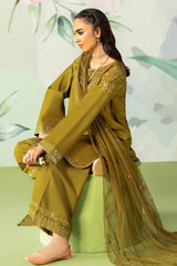 WINTER-3PC DHANAK SEQUIN EMBROIDERED SHIRT WITH COTTON NET EMBROIDERED DUPATTA AND TROUSER-4194