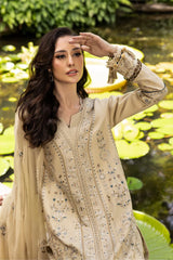 SUMMER-3PC LAWN EMBROIDERED SHIRT WITH KHAADI NET EMBROIDERED DUPATTA AND TROUSER -4658